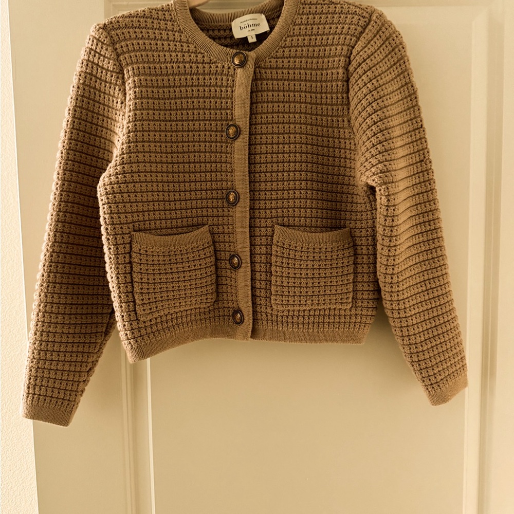 Bohme Crocheted Button Cardigan - Camel